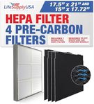 Replacement HEPA Filter with 4 Pre-Carbon Filters Compatible with Whirlpool Whispure Air Purifier Models AP450 AP510 AP45030HO; Replaces Part # 1183054