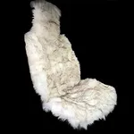 Faux Fox Fur Car Seat Cover for Cars SUV Trucks Universal Fit, Soft Plush Synthetic Fox Buck Fur Car Seat Cushions by FLMaples (White Brown Tip)