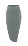 Urban CoCo Women's Elastic Waist Knitted Split Tube Pencil Midi Skirt (S, Deep Grey)