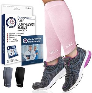 Dr. Arthritis Calf Compression Sleeves for Men and Women, Doctor-Developed Calf Wrap & Leg Support, Medical Footless Compression Socks for Running, Varicose Veins & More (X-Large, Pink, 1 Pair)