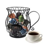 TULEBOLIAN Nordic Style Iron Coffee Pod Organizer,Coffee Pod Holder,Coffee Capsule Holder,Coffee Pod Storage Basket Black,Coffee Pod Storage Cup,Coffee Bar Accessories,for Kitchen and Office