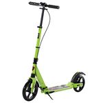 HOMCOM Teens Adult Kick Scooter Foldable Adjustable Aluminum Ride On Toy For 14+ w/Dual Brake System, Shock Mitigation System - Green 95.5-110.5H CM