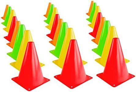 Super Z Outlet 7.5" Bright Neon Colored Orange, Yellow, Red, Green Cones Sports Equipment for Fitness Training, Traffic Safety Practice (24 Pack)