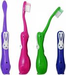 4 Childrens Toothbrushes ~ Bulk Packs Kids Manual Folding Brushes (Rabbit Travel)