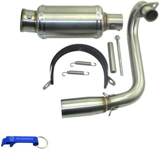 TC-Motor Stainless Steel Exhaust Pipe With Removable Silencer For Honda Z50 Monkey Bike Mini Trail 50cc 70cc 90cc 110cc 125cc 150cc 160cc 190cc Chinese Horizontal Engines (Silver)