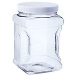 Hudson Exchange 1/2 Gallon Plastic Grip Jar with Cap (6 Pack), Food Grade BPA Free PET, Clear