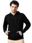 NOBERO Black Men's Travel Cotton Solid Plain Hoody Sports Winter Gym Workout Running Travel Trekking Hooded Sweatshirts and Hoodies for Men Boys Cotton Winter Casual Wear -L