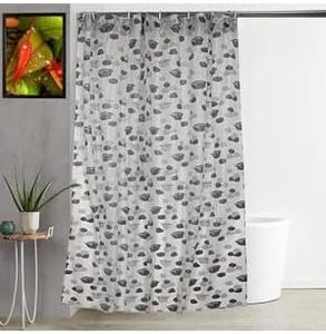 PRIMAH Designer Waterproof PVC Shower Curtain (7 Feet, Grey).
