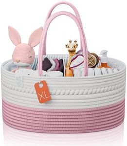 KiddyCare Baby Diaper Organizer Basket for Car Travel Caddy for Baby Storage Cart, Portable Baby Diaper Caddy, Diaper Caddy for Babies Diaper Cart Organizer Bins for Changing Table Pink X-Large