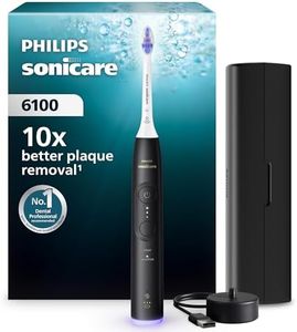 Philips Sonicare 6100 Electric Toothbrush, Sonic Toothbrush with 2 Brushing Modes and 3 Intensity Levels, Pressure Alert, EasyStart, SmarTimer and BrushPacer, Black, Model HX7401/07 [New Technology]