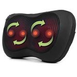 Salter EE6936BLKSTKEU7 Electric Shiatsu Massage Pillow - Heated Neck, Back and Shoulder Massager, Deep Tissue Kneading, Relax Tension, Pain, Knots, Muscles, UK & EU Adaptors, for Home & Office Use