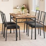 IDEALHOUSE Dining Table Set for 4, Kitchen Table and Chairs Set for 4, Rectangular Kitchen Table Set, 5 Piece Small Dining Table Set with Upholstered Chairs for Apartment, Small Space, Retro Brown