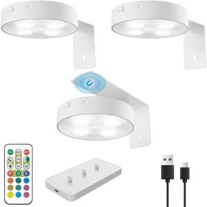 Picture Lights for Wall, 1000mAh Rechargeable Battery Magnetic Poster Lights with Motion Sensor, 12 RGB Color, Remote Dimmable Timer Painting Light, Wall Decor Light for Art Display, Frame