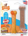 Nylabone Puppy Power Tough Puppy Chew Toys Twin Pack Beef Broth & Vegetables and Bacon Small - Up to 25 lbs.