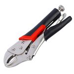 Locking Pliers SENRISE Mole Grips Heavy Duty Adjustable C Type Curved Jaw Self Lock Pliers for Electrical Pipeline Automobile Maintenance Black red (5" 125mm)