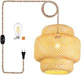 Plug in Pendant Light Rattan Hangin