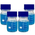 Karter Scientific 100ml Glass Round Media Storage Bottles with GL45 Screw Cap, Borosilicate Glass, 251X9 (Pack of 4)