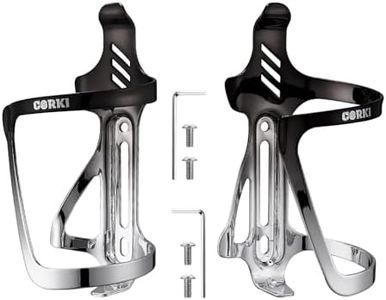 Corki Cycles Water Bottle Holder Aluminum Alloy Right and Left Entry Bike Water Bottle Holder for Road, Mountain and Gravel Bikes - Left Duo Pack - 2Pack - Black & Silver