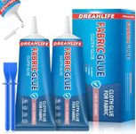 2 Pack 90 ML Fabric Glue for Clothing Permanent Washable, Glue Permanent for All Fabric, Cotton, Flannel, Linen, Denim, Leather, Polyester, Doll Repair, Patches