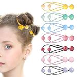 14 Pieces Hair Ties Double Balls Ponytail Holders Colorful Hair Balls Ponytail Elastics Holders Colorful Twin Bead Ponytail Balls Kids Hair Ties with Balls Cute Ball Hair Ties Circle Bubble