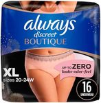 Always Discreet Boutique, Incontinence & Postpartum Underwear For Women, Maximum Protection, X-Large, 16 Count