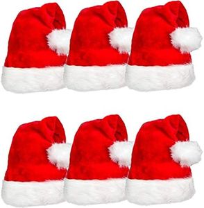 AOGU 6 Pack Plush Santa Hat Confortable Velvet Red Christmas Hat for Christmas Party Favors Fit for Adults and Kids