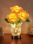 One Fire Flower Lamp Touch Lamp, Dimmable Table Lamp Rechargeable Lamp, Forever Rose Lamp Cordless Lamp with Glass Vase, Small Lamp Battery Lamp for Bedroom Living Room, Cute Birthday Gifts for Her