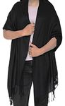 World of Shawls Plain Pashmina Scarf Hijab Shawl Stole Wrap (Black)