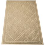 SlipToGrip Universal Door Mat – XL Size 42” x 35” – Anti Slip, Durable & Washable – Duraloop Mesh Entrance Outdoor & Indoor Welcome Mat – Dirt and Dust Absorber (Khaki)