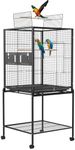 Advwin Bird Cage 146x49x49cm 2 Perches Open Top Large Aviary Parrot Budgie Stand Alone Wheels w/Brake