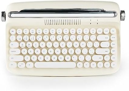 YUNZII ACTTO B303 Wireless Typewriter Keyboard, Retro Bluetooth Aesthetic Keyboard with Integrated Stand for Multi-Device (B303, Ivory Butter)