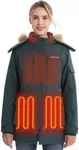 Venustas Women's Heated Long Parka Jacket with Battery, Detachable Fluffy Faux Fur Hood, Water-Resistant Heated Winter Coat