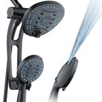 AquaCare AS-SEEN-ON-TV High Pressure Handheld/Rain 80-mode 3-way Shower Head Combo with Adjustable Arm - Antimicrobial Nozzles, Tub & Pet Power Wash, 6 ft. Stainless Steel Hose, ORB Bronze Finish