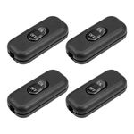 uxcell Inline Cord Switch AC 250V 6A On-Off DPST Control Feed-Through Rocker Switch for Bedroom Table Lamp Desk Light, Black (Pack of 4)