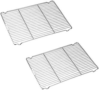 CAMPINGMOON Grill Racks Cooling Racks for Grilling Baking Cooking 304 Stainless Steel 2pcs set W10 14.2"(L) x 10.4"(W) Wide type Oven safe Dishwasher-safe