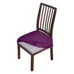 HOKIPO 200 GSM Premium Velvet Dining Chair Seat Cover, Stretch Fitted, Removable Washable Furniture Protector Slipcovers, Set of 1, Purple (AR-4754-PR)