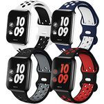 EXCHAR 4 Pack Sport Bands Compatible with Apple Watch Band 38mm 40mm 41mm 42mm 44mm 45mm 49mm for Men Women, Soft Silicone Strap Breathable Band for iWatch Series 9 8 7 6 5 4 3 2 1 SE/Ultra, Nike+