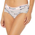 Champion Women's Heritage Hipster Underwear, Stretch Cotton Panties (Retired Colors), Navy Logo Oxford Print, M