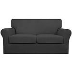 Easy-Going 3 Pieces Couch Covers for 2 Cushion Couch Stretch Loveseat Slipcover Proof Fitted Furniture Protector Spandex Sofa Loveseat Cover Washable Furniture Protector for Pets (Medium, Dark Gray)