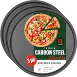 DecorRack 3 Pack 13.2 Inch Non-Stick Pizza Pans, Serving Sheet and Round Baking Tray, Everyday Bakeware (Pack of 3)