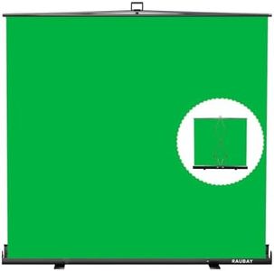 【Wider Style】 RAUBAY 78.7 x 82.7in Large Collapsible Green Screen Backdrop Portable Retractable Chroma Key Panel Photo Background with Stand for Video Conference, Photographic Studio, Streaming