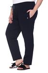 CUPID Regular Fit Cotton Plain Track Pants, Sports Gym Lowers, Joggers, Night Wear, Relax fit Pyjamas for Women/Girls - Navy Blue, Large