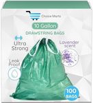 10 Gallon Trash Bag Lavender Scent Ultra Strong 100 Count With Drawstring