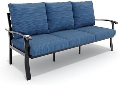 HOMREST Outdoor Couch Aluminum Patio Furniture Sofa, 3-Seat All-Weather Metal Outdoor Patio Furniture with Cushions, Blue
