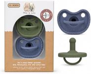 Mila & Lulu Round Shape Silicone Pacifiers (Set of 2); 0 Months and up; 100% Food-Grade Silicone; Ultra-Light Silicone Binkies Set; 1 Piece Design (Olive/Ocean)