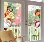 YULOONG Christmas Windows Static Stickers Clings Removable Vinyl Santa Claus Christmas Tree Snowman Snowflake Deer DIY Wall Window Door Mural Showcase Decal Sticker