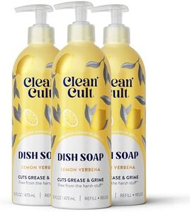 Cleancult - Lemon Verbena - Liquid Dish Soap - Refillable Aluminum Bottle - Dish Soap that Cuts Grease & Grime - 16 oz - 3 Pack