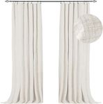 100% Blackout Shield Full Blackout Curtains for Bedroom 96 inch Length 2 Panels Set, Clip Rings/Rod Pocket Faux Linen Black Out Curtains for Living Room, Thermal Insulated, 50Wx96L, Beige