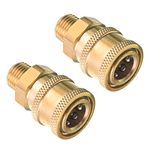 RIDGE WASHER Pressure Washer Couplers, Brass Fittings, 1/4 Inch Quick Connect to Male NPT Thread, 5000 PSI, 2 Pack