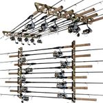 Rush Creek Creations | Fishing Rod Holder for 11 Rods, Fishing Pole Holder for Garage Organization and Wall Storage, for Fishing Gear and Fishing Accessories (Vertical Fishing Rod Rack)